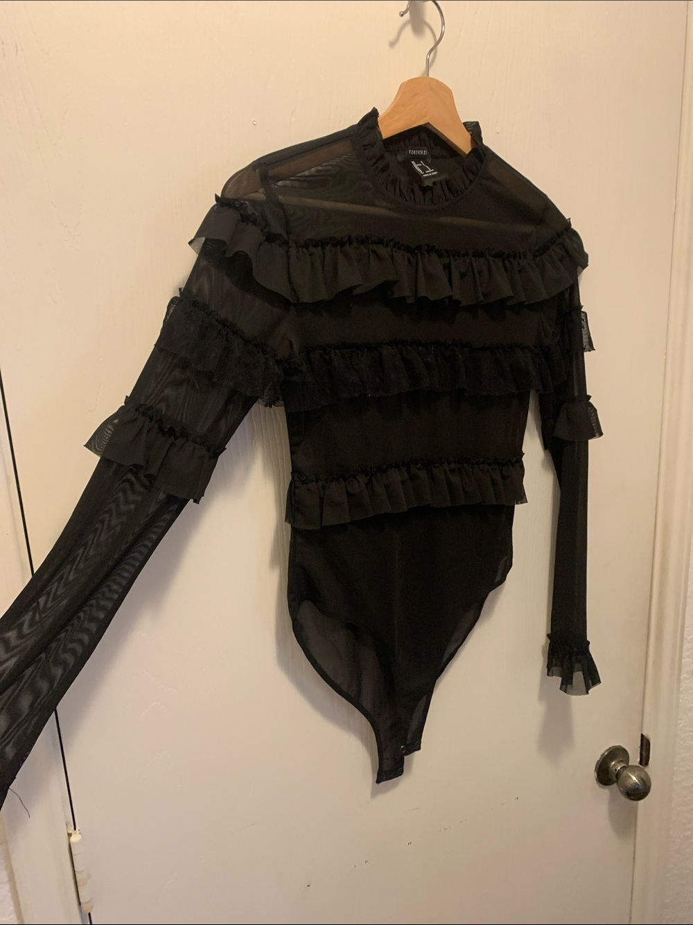 Forever 21 Black Sheer Ruffle Top - Picture 5 of 8
